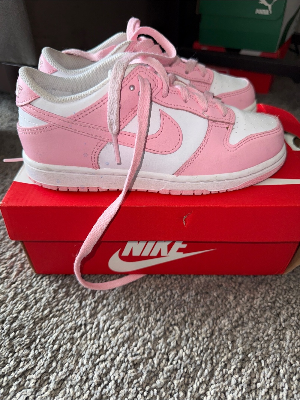 Nike Kids Pink and White Low-Top Sneakers